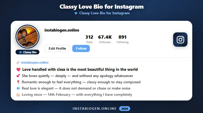 Classy Love Bio for Instagram